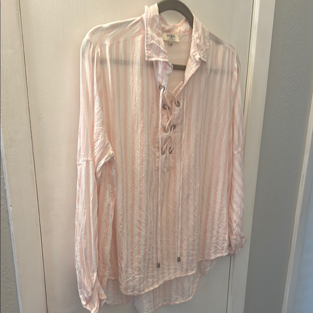 Umgee Pink Striped Blouse